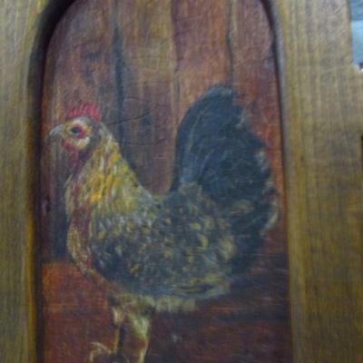 Wooden Wall Shelf with Painted Rooster Accent (DR)