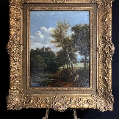 Original 19thC Bucolic English Landscape signed Amelie dated 1825