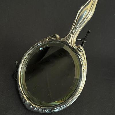 Art Nouveau Sterling Silver Hand Mirror - pristine! OLD HALLMARKS