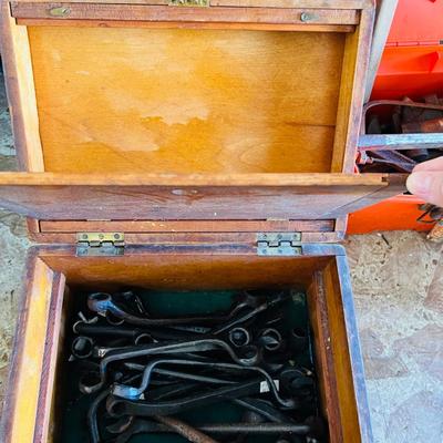 Vintage Tool Tool Box with Ford Wrenches (G-JM)