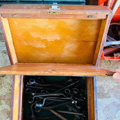 Vintage Tool Tool Box with Ford Wrenches (G-JM)