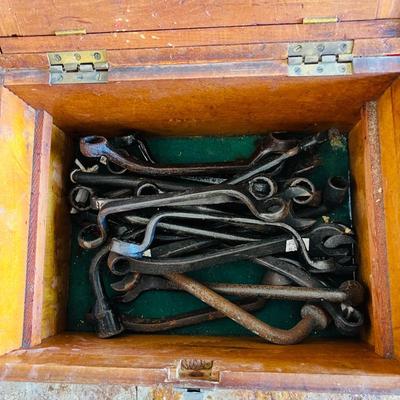 Vintage Tool Tool Box with Ford Wrenches (G-JM)