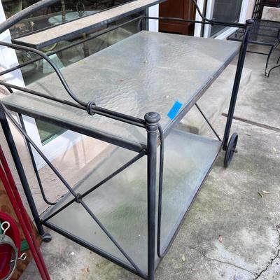 Outdoor use metal and glass trolley