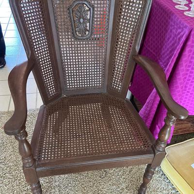 MCM Wood and Rattan arm chair