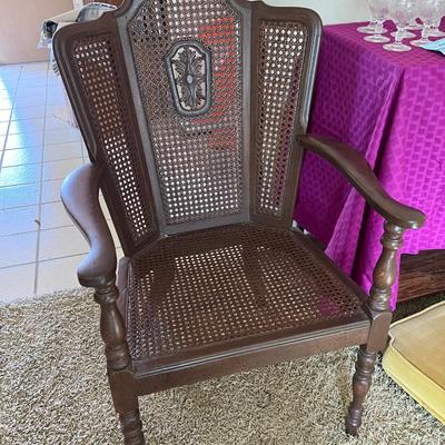 MCM Wood and Rattan arm chair