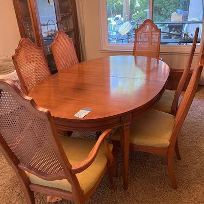 1960s Drexal Cherry solid wood with contrast boarder  family dining table