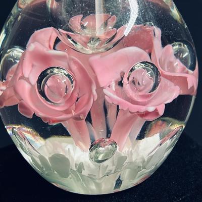 Tall Vintage Rose Blown Glass Perfume Bottle