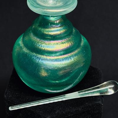 Contemporary Signed James Hayer Art Glass Iridescent Perfume Bottle