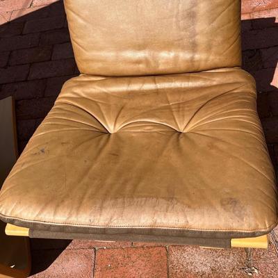 MCM 1970's Swedish Leather Lounge Chair Ottoman Ake Fribytter for Nelo Kroken