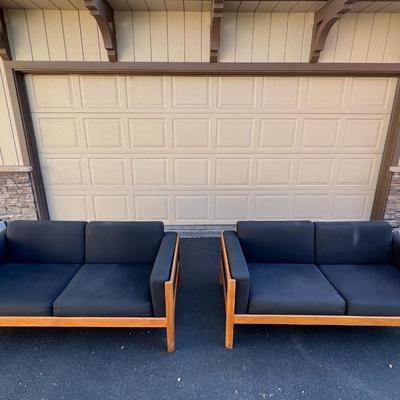 Vintage MCM Couch Pair Danish Teak Style Mid Century Modern