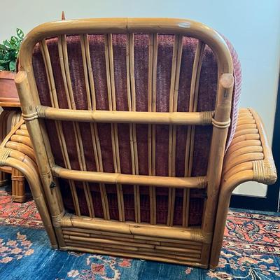 Paul Frankl Restored Art Deco Rattan Fan Arm Lounge Chair PAIR