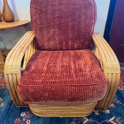 RARE Paul Frankl 1934 Restored Museum Quality Four-Strand Square Pretzel Rattan Lounge Chair