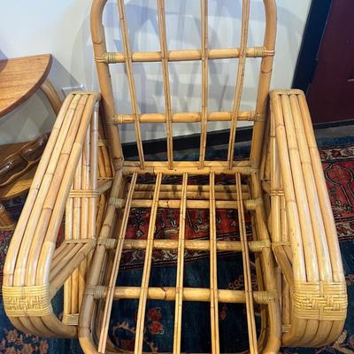 RARE Paul Frankl 1934 Restored Museum Quality Four-Strand Square Pretzel Rattan Lounge Chair