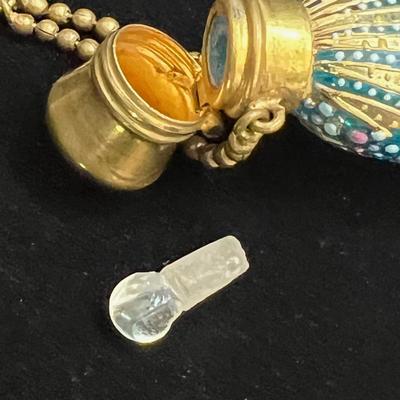 Antique Bohemian Blue Gold Chatelaine Mini Perfume Scent Bottle