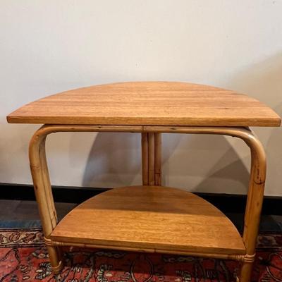 Paul Frankl Restored "Half-Round" Side Rattan Mahogany TopÂ Coffee Table Pair