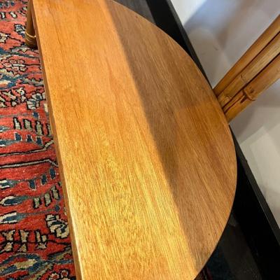 Paul Frankl Restored "Half-Round" Side Rattan Mahogany TopÂ Coffee Table Pair