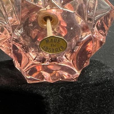 Lovely Austrian Crystal Pink Perfume with Elaborate Foral Stopper