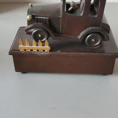 Wind up wood music box car