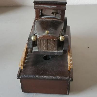 Wind up wood music box car