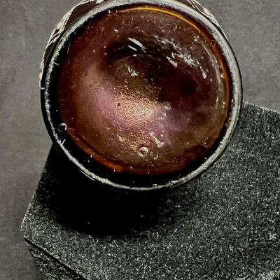 Gorgeous Bohemian Deep Purple Enamel on Glass Perfume Bottle