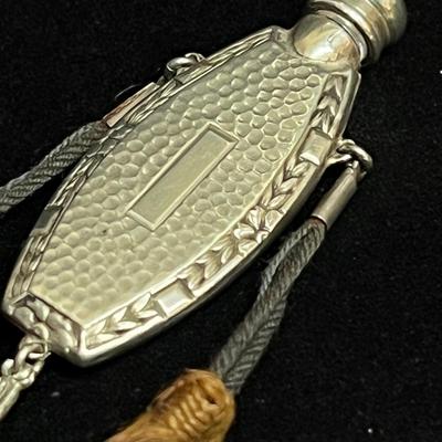 Sweet Antique Arts and Crafts Hammered Sorority Chatelaine Sterling