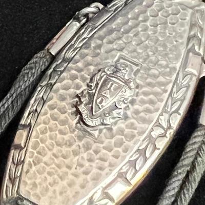 Sweet Antique Arts and Crafts Hammered Sorority Chatelaine Sterling