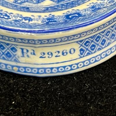 Tiny Blue Willow Porcelain Perfume Miniature Bottle with Old Hallmarks