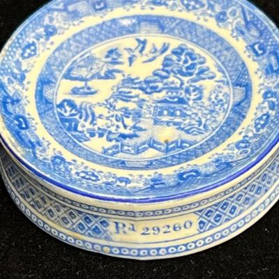 Tiny Blue Willow Porcelain Perfume Miniature Bottle with Old Hallmarks