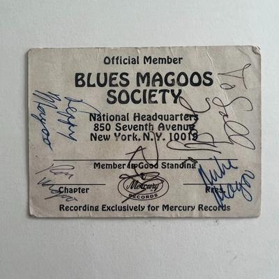 Blues Magoos signed fan club card