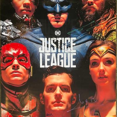 Justice League cast signed movie poster 