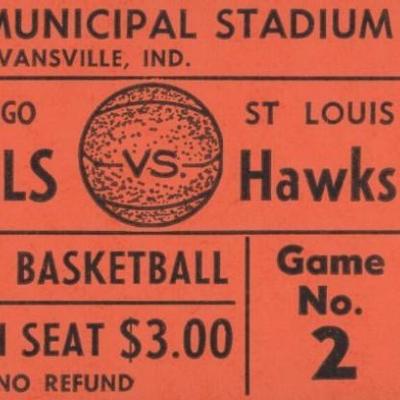 1968 Chicago Bulls vs. St. Louis Hawks unused original basketball ticket