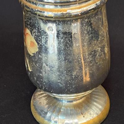 Tall Antique Mercury Blown Glass Hand Painted vase