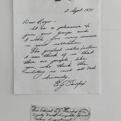 WWII E.G. Fairfax Signed Letter