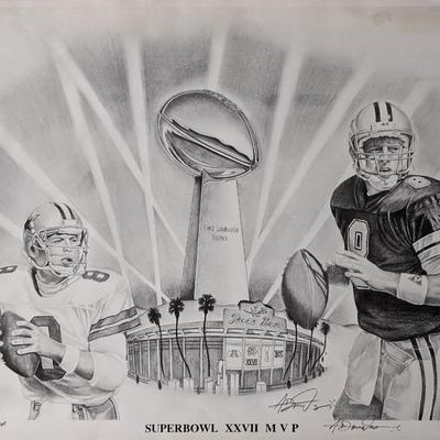 Troy Aikman Super Bowl XXVII MVP Original Artwork