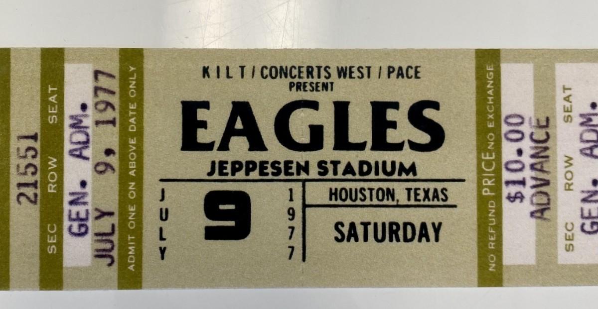 Eagles concert ticket July 9 1977 unsigned