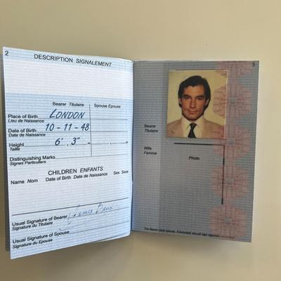 James Bond Timothy Dalton film passport prop 