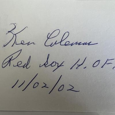 Red Sox HOF Announcer Ken Coleman   signature