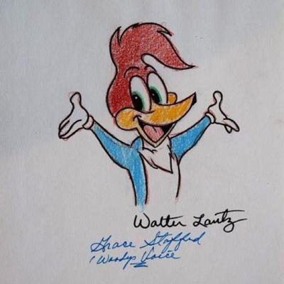 Woody Woodpecker sketch signed by Walter Lantz