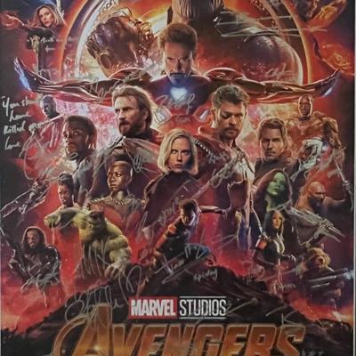 Avengers Infinity War cast signed movie poster
