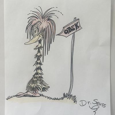 Dr. Seuss signed original hand drawn Obsk sketch
