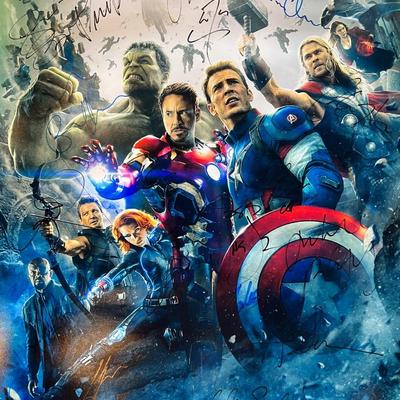 Avengers Age of Ultron cast signed movie poster 