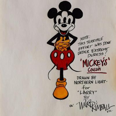 Mickey Mouses Cousin sketch signed by Ward Kimball