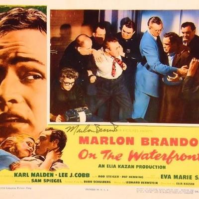 Marlon Brando signed On The Waterfront lobby card