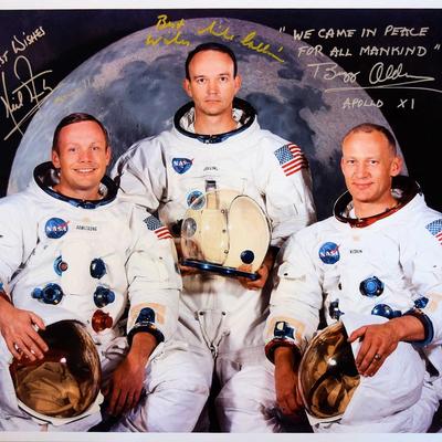 Apollo XI photo signed Armstrong/Collins/Aldrin 