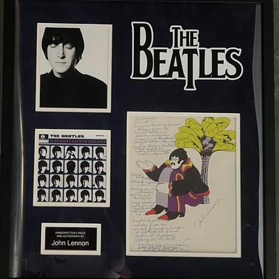 John Lennon signed Imagine lyrics collage 