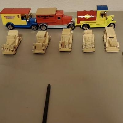 Toy trucks and wood trucks