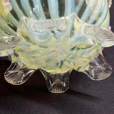 Incredible Clambroth Frilled Edge Glass Basket with Thorn Handle