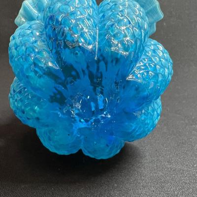 Antique Glass Basket Frilled Edge Fluted Puff Applied Thorn Handle