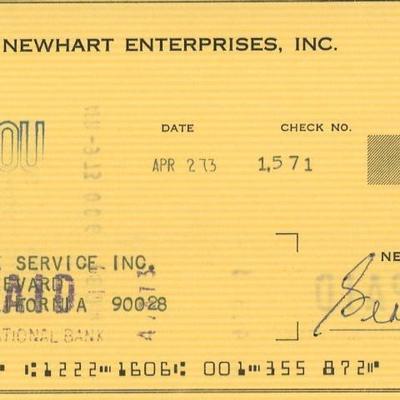 George Newhart signed check