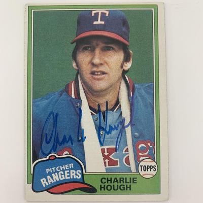 Charlie Hough signed baseball card